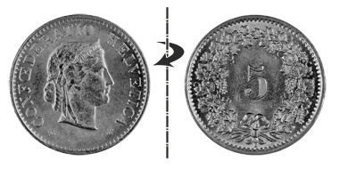 5 centimes 1965, Position normale